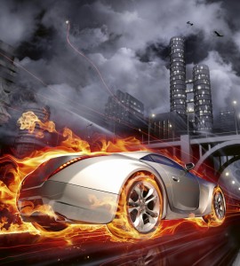 Fototapeta na flizelinie MS-3-0314 CAR IN FLAMES