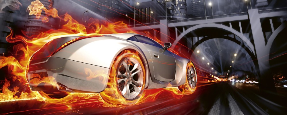 Fototapeta na flizelinie MP-2-0314 CAR IN FLAMES