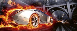 Fototapeta na flizelinie MP-2-0314 CAR IN FLAMES