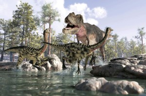 Fototapeta na Flizelinie MS-5-0469 T-Rex w akcji 375 x 250 cm