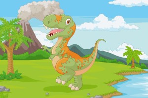 Fototapeta na flizelinie MS-5-1465 Tyrannosaurus w dżungli 375 x 250 cm