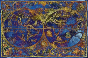 Fototapeta na flizelinie MS-5-1502 Mapa świata niebieska 375 x 250 cm