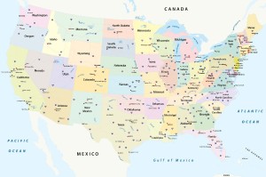 Fototapeta na flizelinie MS-5-1542 Mapa polityczna USA 375 x 250 cm