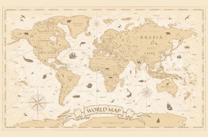 Fototapeta na flizelinie MS-5-1552 Mapa vintage piktogramy 375 x 250 cm