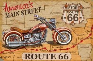 Fototapeta na flizelinie MS-5-2145 Plakat motocykl na Route 66 375 x 250 cm