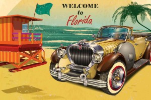 Fototapeta na flizelinie MS-5-2173 Plakat retro Floryda 375 x 250 cm