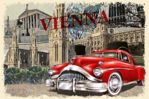 Fototapeta na flizelinie MS-5-2223 Vintage Vienna plakat 375 x 250 cm