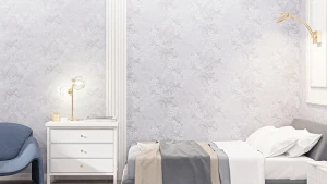 TAPETA 1070-12 Kwiaty i Marmur  biało perłowe