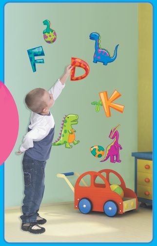 SLK-6102 DEKORACJA ŚCIENNA 3D - literki Dinozaury